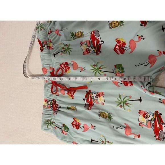 Pajamarama light blue flamingo pajama set “let’s jingle and flamingo” size L - Picture 8 of 13